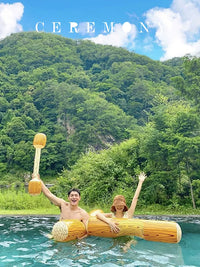 Inflatable Water Battle Game Set with Floats and Bumper Sticks for Pool and Lake