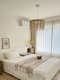 Bohemian American Retro Wood Bead Chandelier for Bedroom Study Living Room