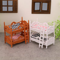 Dollhouse Bunk Bed Furniture Set for Girls, Pretend Play Bedroom Scene Toy