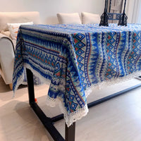 Bohemian Retro Cotton Linen Tablecloth for Dining, Coffee, and Round Tables - Yunnan Ethnic Style