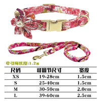 Personalized Engraved Pet Collar with Floral Pattern for Dogs and Cats, Metal Leash Ring