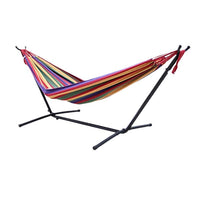 Portable Hammock with Stand, Canvas Hammock Bed with Anti-Roll Steel Frame for Indoor/Outdoor Relaxation