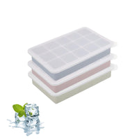 Food Grade Silicone 15-Compartment Ice Cube Tray with Lid and Tongs for Whiskey, DIY, and Baby Food Storage