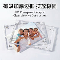 Acrylic Magnetic Double-Sided Photo Frame for Desk Display, Thick Transparent Picture Holder