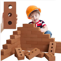 Kids' Brown Three-Hole EVA Foam Building Blocks for DIY Construction Play