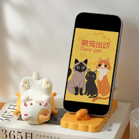 Cute Cat Resin Phone Holder & Glasses Display Stand for Desk Decor