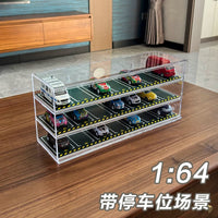 Acrylic Toy Car Display Case with Parking Slot Base for Model Cars