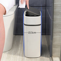 Japanese Style Slim Press-Top Trash Can with Lid for Bathroom and Narrow Spaces