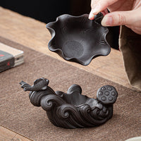 Creative Zisha Purple Clay Lotus Leaf Tea Strainer Filter Set for Kung Fu Tea Ceremony