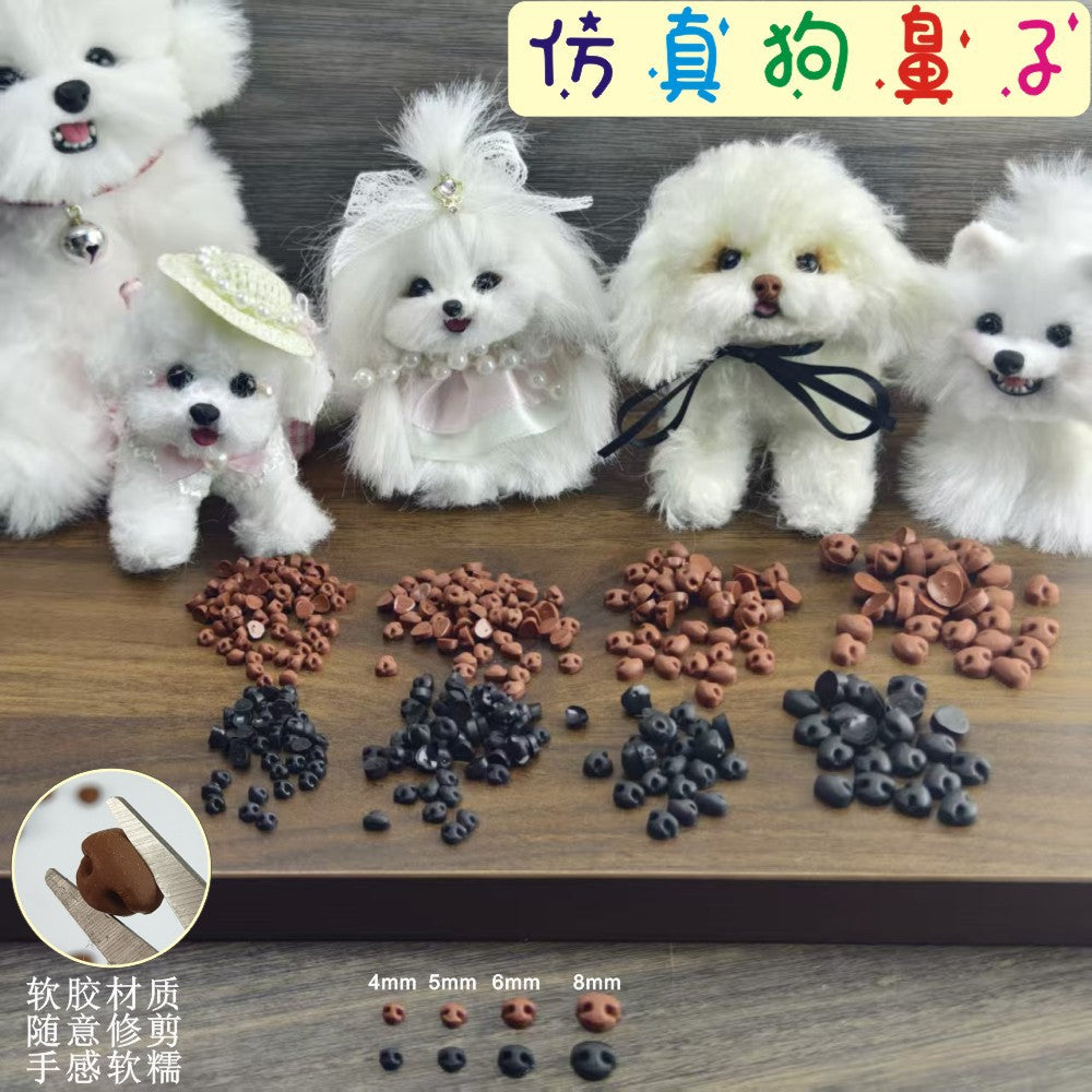 Soft Rubber Dog Noses for DIY Crafts - 4/5/6/8mm Twist Sticks, No Pins, Trimmable