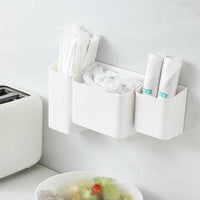 Wall-Mounted Storage Basket for Straws, Trash Bags and Small Items, Drill-Free Organizer
