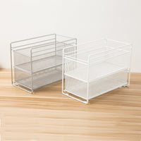 Iron Art Double-Layer Pull-Out Kitchen Spice Rack Bathroom Shelf Cabinet Basket Refrigerator Storage Organizer