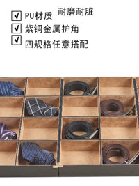 Luxury PU Leather Tie and Belt Organizer Box with Velvet Lining for Home Drawer Storage