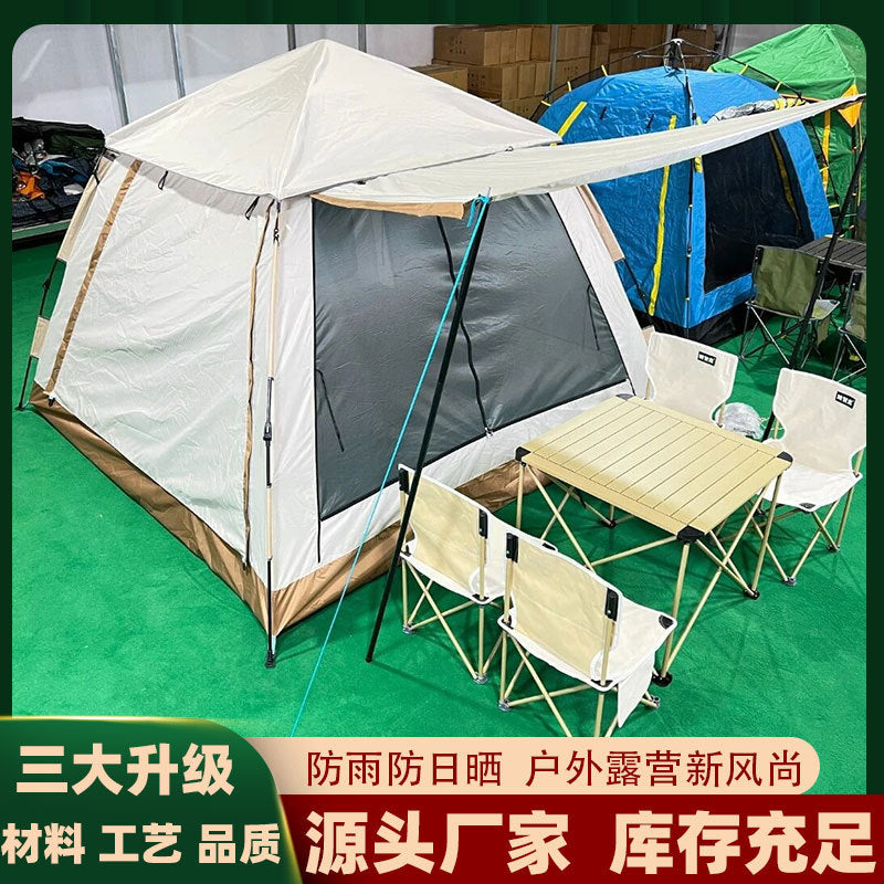 Automatic Pop-Up Camping Tent for 3-4 People, Waterproof with Silver Coating