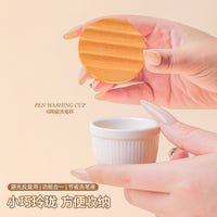 Ceramic Nail Art Brush Washing Cup with Lid and Wide Mouth, Multi-functional for Cleaning and Moisturizing Brushes