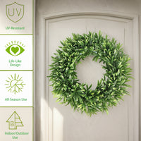 Green Healthy Wreath Spring Summer Front Door Decoration Yard Wall Wedding Festival Farmhouse Holiday Decor