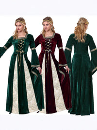 Renaissance Medieval Queen Princess Costume Dress for Halloween Cosplay