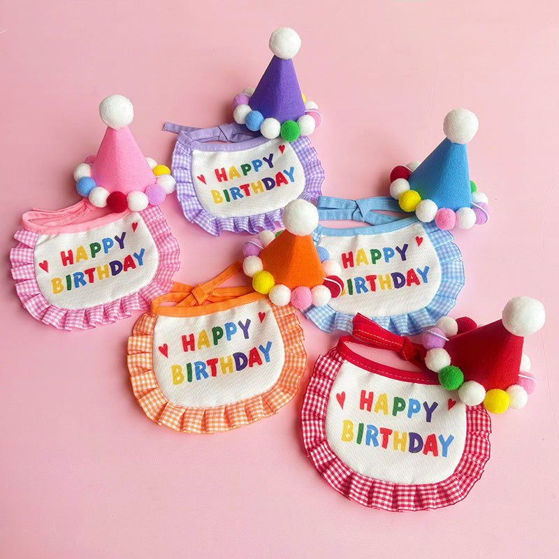 Pet Birthday Party Hat and Bib Set for Dogs and Cats - First Birthday Celebration Decoration