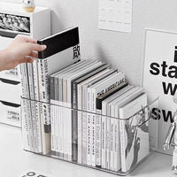 Acrylic Desktop Organizer Box for Books and Stationery, Clear Storage for Dorm and Office