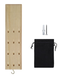 12-Hole Wall Mounted Solid Wood Dart Display Board and Accessories