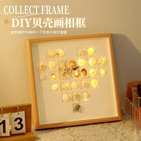 TikTok Viral DIY Shell Heart Photo Frame Night Light Bedroom Bedside Decor Gift