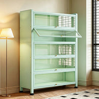 Solid Enjoy Display Cabinet with Glass Door, Dustproof Bookshelf for Collectibles and Dolls, Metal Storage Locker