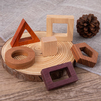 Wooden Geometric Shape Stacker Puzzle Montessori Educational Toy for Toddlers