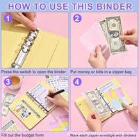 A6 Budget Planner Notebook with 12 Zipper Envelopes for Cash and Bills