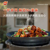 Portable Outdoor Wood Burning Stove with Grill Plate - Multifunctional Charcoal and Firewood Cooker for Camping and Heating