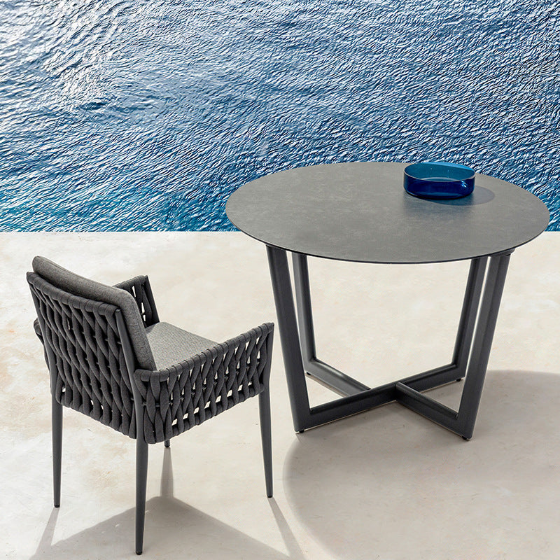 Outdoor Rattan Woven Aluminum Dining Table and Chair Set for Patio Garden