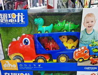 Xinpengyu Double-Layer Dinosaur/Construction Truck Carrier with Sound & Light, Inertia Toy