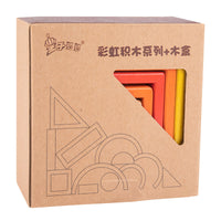 Wooden Rainbow Stacking Blocks Set for Toddlers, Beechwood Educational Building Toy for Early Learning and Family Play