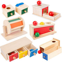 Montessori Wooden Coin Box and Ball Drop Game for Toddlers, Early Education Hand-Eye Coordination Toy