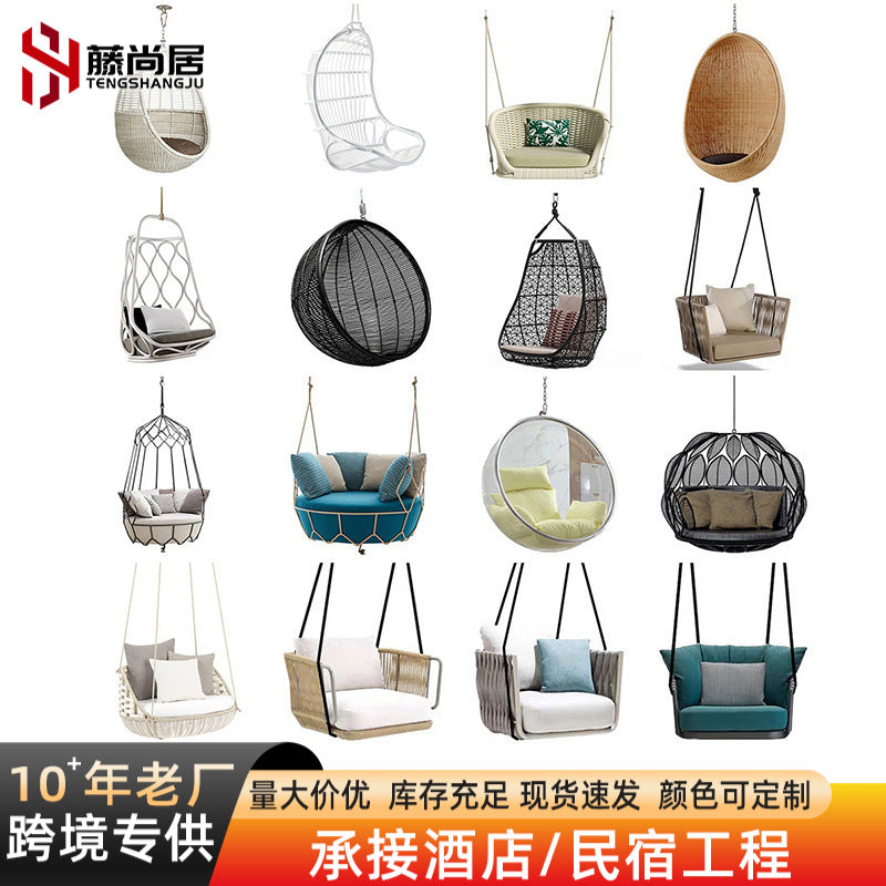 Outdoor Rattan Woven Hanging Chair Swing for Balcony Garden Patio