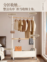 Wooden Freestanding Garment Rack with Shelf for Bedroom and Entryway