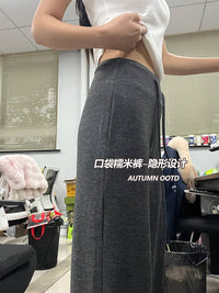 Women's Wide Leg Knit Pants Loose Straight Casual Trousers