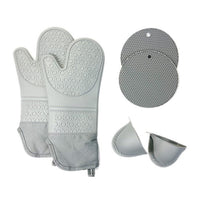 6-Piece Heat Resistant Oven Mitts and Pot Holders Set with Silicone Grip for Baking, Grilling, and Microwave Use