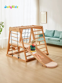 JollyKidz Beechwood Indoor Climbing Frame with Swing and Slide for Toddlers