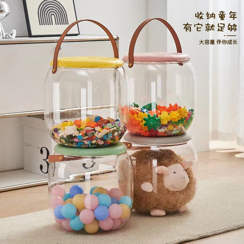Kids Portable Storage Stool with Clear Toy Organizer for Outdoor Picnics and Home Use