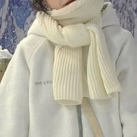 Japanese Style Solid Color Scarf for Autumn/Winter, Soft Warm Fashionable Double-Sided Knit Neck Warmer for Students