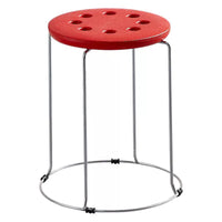Stackable Plastic Round Stool with Reinforced Steel Legs for Home Dining