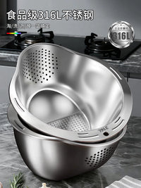 Jia Bang Shou Stainless Steel Drain Basket Multi-functional Kitchen Washing Basin for Fruits and Vegetables