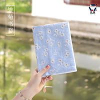 Handmade Daisy Fabric Book Cover for A5 Notebooks and Journals, Adjustable Protective Sleeve