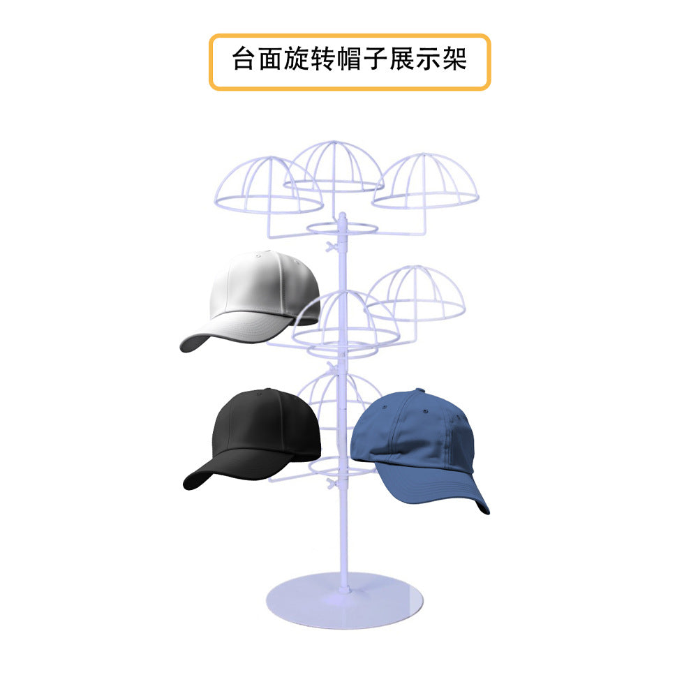 3-Tier Countertop Rotating Hat Display Stand for Baseball Caps and Knitted Hats