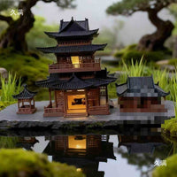 Miniature Ancient Chinese Architecture Resin Ornaments for Aquariums and Micro Landscapes