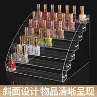Clear Acrylic Nail Polish Display Stand Multi-layer Trapezoidal Cosmetic Organizer for Lipstick