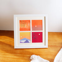 Oil Pastel Painting Display Frame with Mat Board for 10x10cm Artworks, Square Multi-Grid Tabletop/Wall Mount