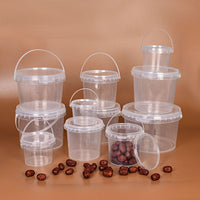 Food Grade Plastic Bucket with Lid and Handle, 150ml-10L Round Storage Container for Food, Sauces, and Beverages