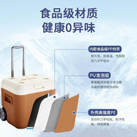 52L Large Capacity Wheeled Cooler Box for Outdoor Camping and Food Preservation
