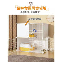 Large Indoor Cat Cage with Litter Box Enclosure, Multi-Level Cat Condo for Small Spaces